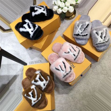 lv fluffy slippers|lv slippers women.